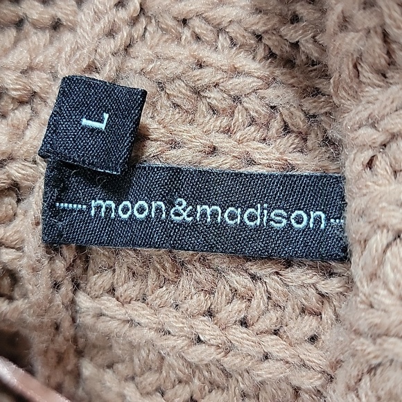 Moon & Madison Sweater Pullover Cropped Cowl Neck Knitted Chunky Relaxed Brown L - Picture 10 of 14